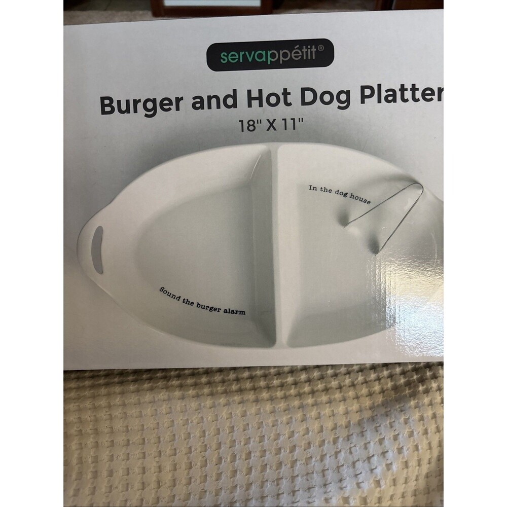 Servapetit Burger & Hot Dog Platter 18" x 11" NEW in Box *